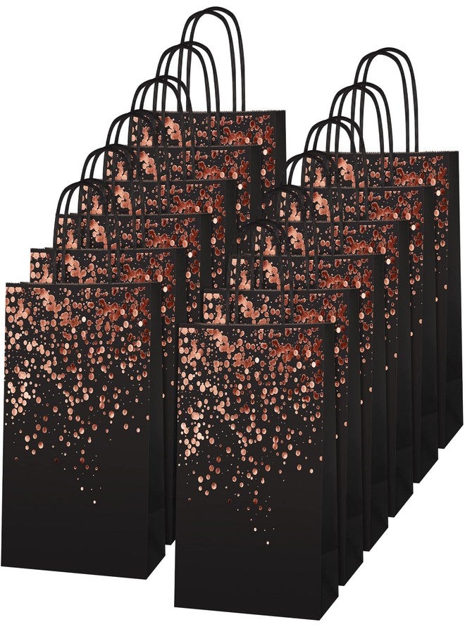 MIMIND 20 Pieces Gift Paper Bags Birthday Party Paper Bronzing Rose Gold Kraft Goodie Candy Bags with Handle for Birthday, Wedding, Hen Party Celebrations - Image 1